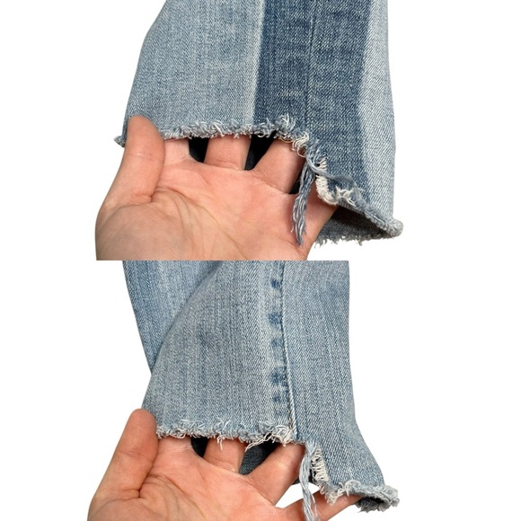 LOFT Light Wash Modern Skinny Side Stripe Step Raw Hem Jeans - Picture 12 of 14